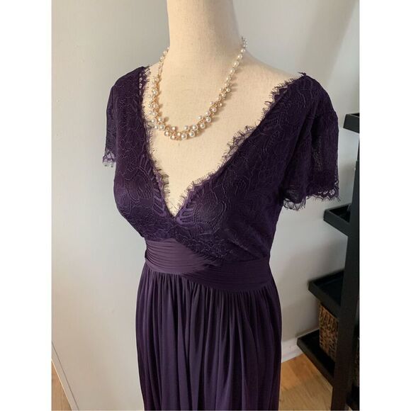 Adrianna Papell long maxi dress fancy size 2 purple bridesmaid made of honor - Picture 2 of 7